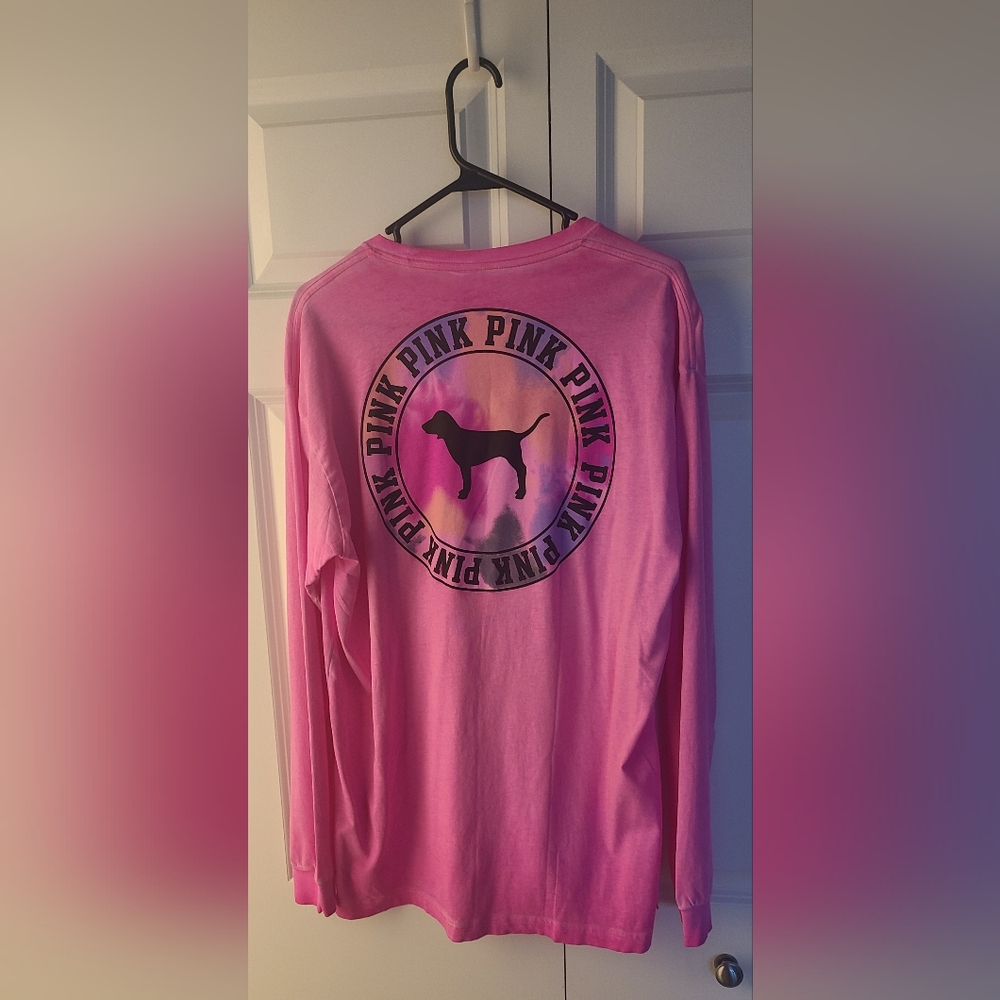 VS PINK Vintage 2017 HTF Bright Pink Campus T-Shirt - Size Large NWOT - Picture 3 of 8